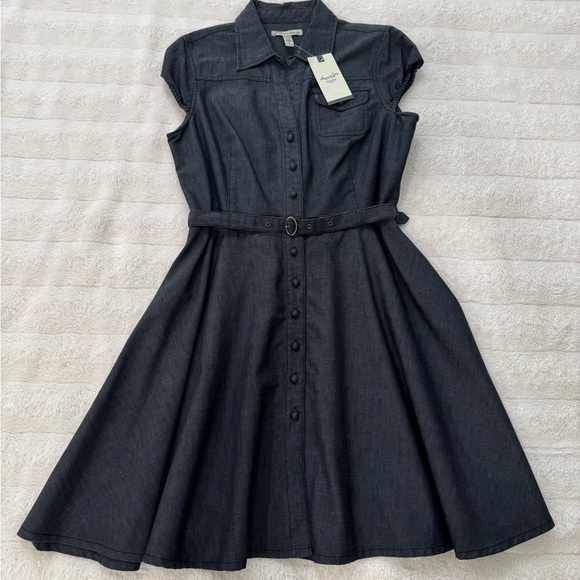 American Rag Dresses & Skirts - American Rag Dark Blue Denim Button-Front Fit-and-Flare Midi Dress